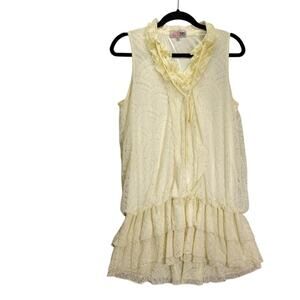 Yumi Kim Boutique Women's Mini Dress Ruffled Poodle Lace Medium V Neck Pullover